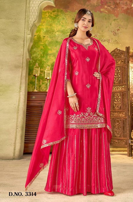 3312 To 3314 By Ladies Flavour Chinon Readymade Suits Orders In India
